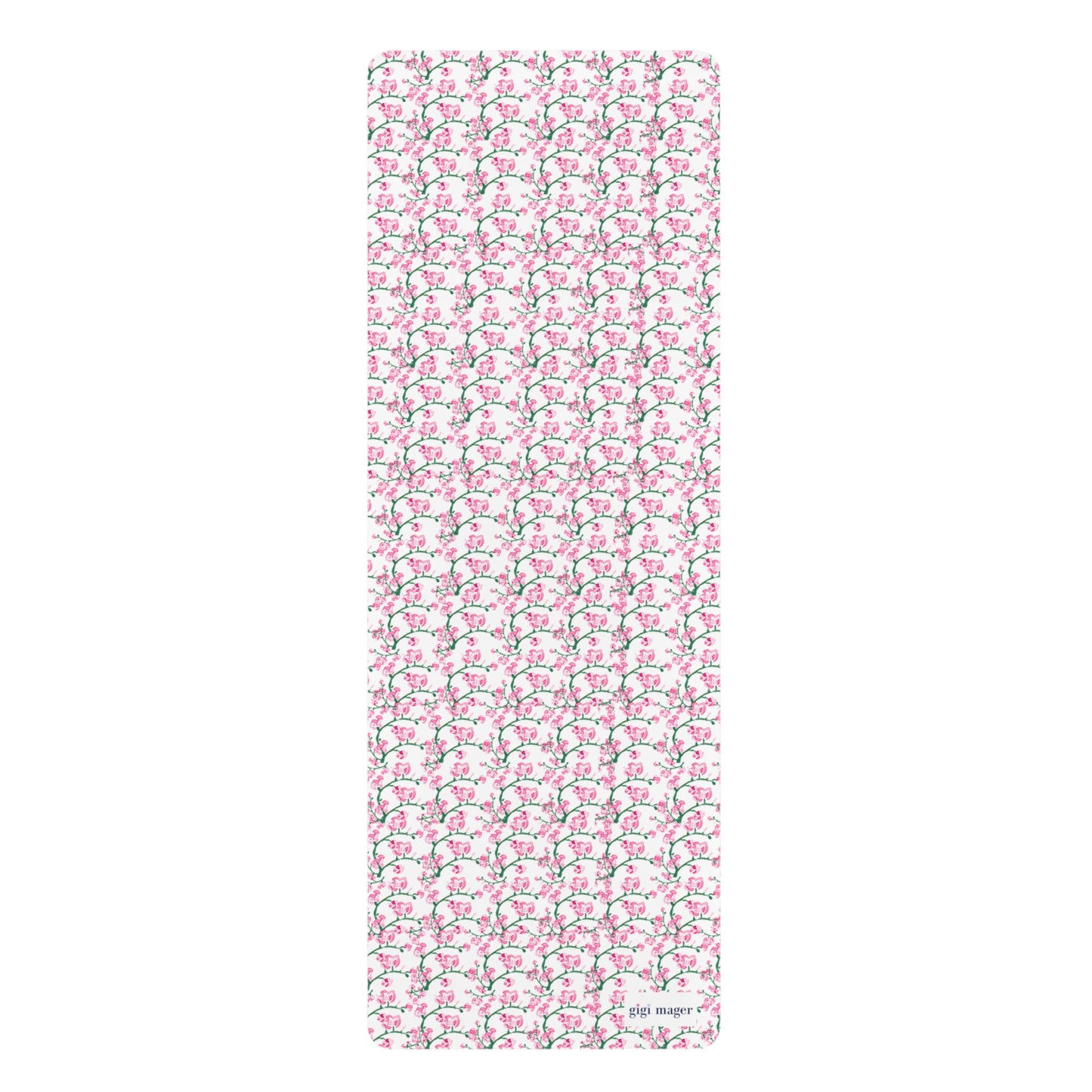 rubber yoga mat - grace's roses (white)