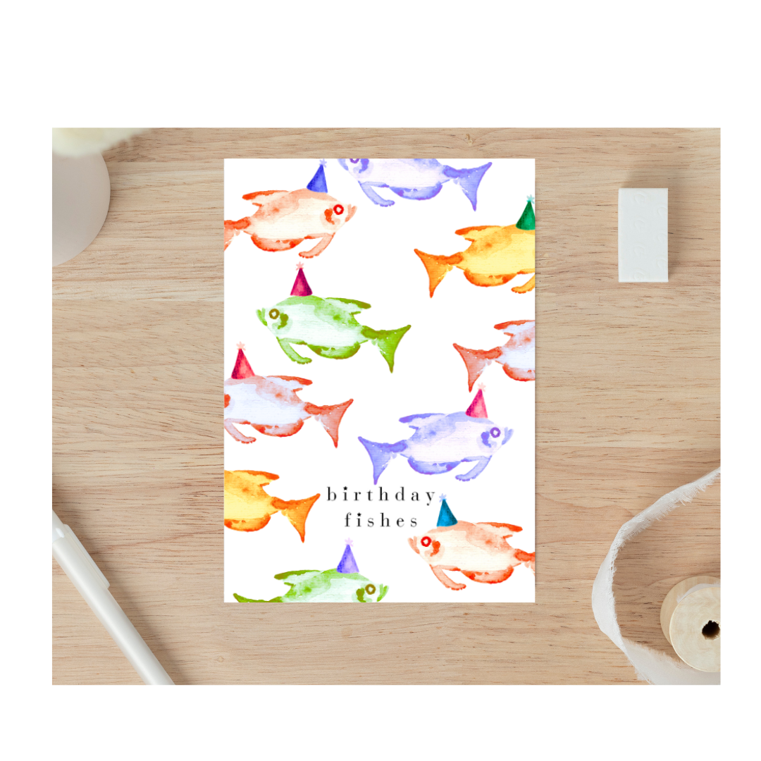 Boxed Greeting Card Set (10) - birthday fishes