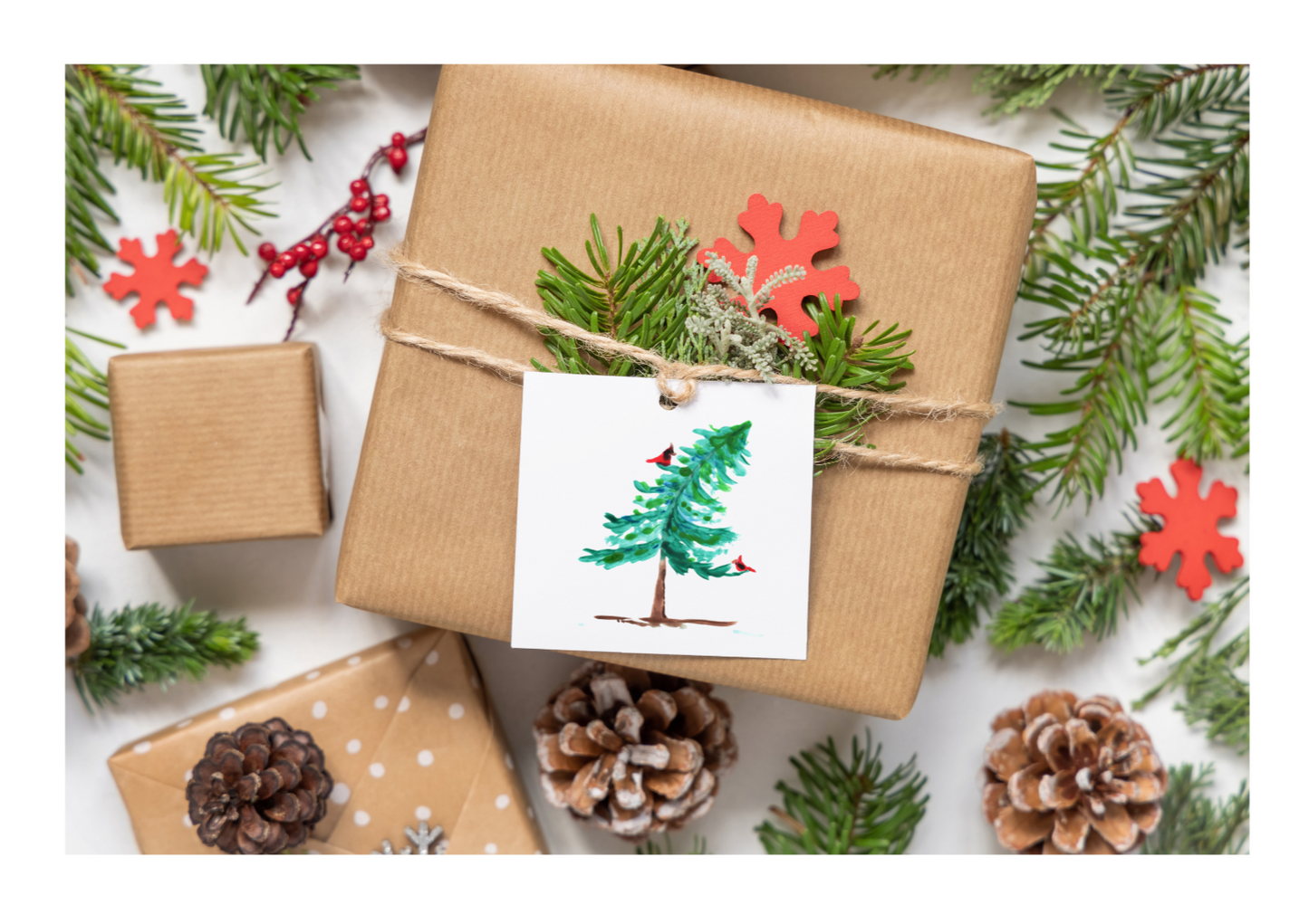 crooked tree gift tags - set of 24