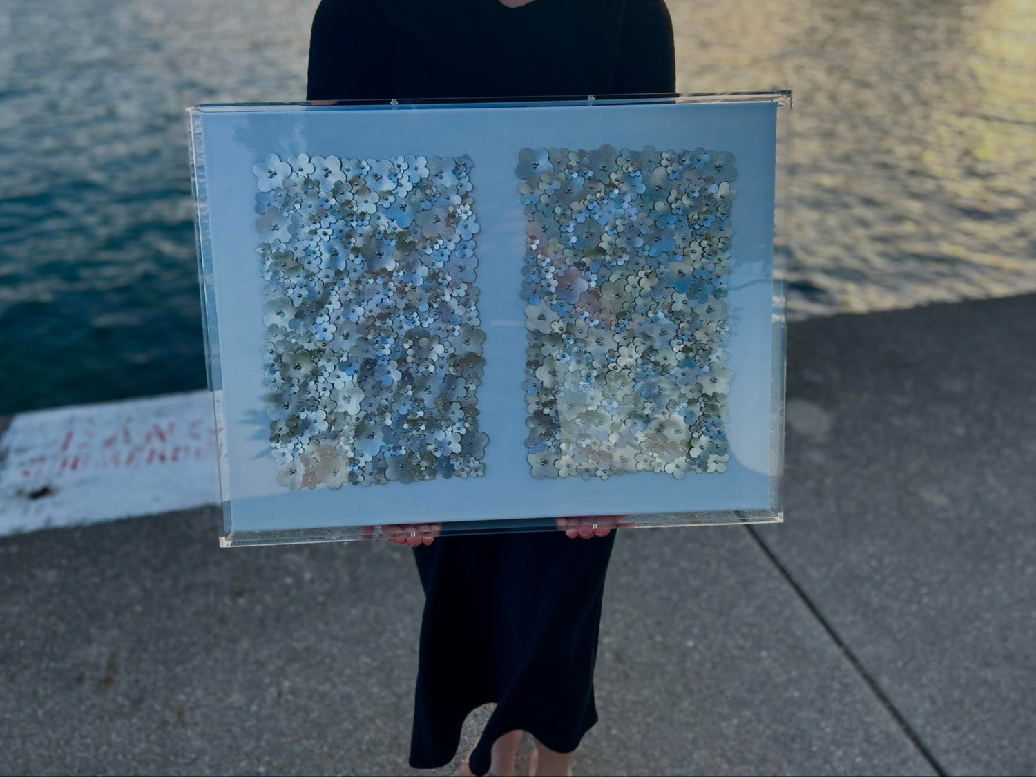 leather flowers acrylic frame piece 